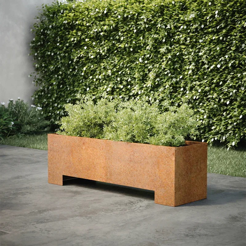 Rectangular Outdoor Planter with Raised Base Rectangular Outdoor Planter with Raised Base